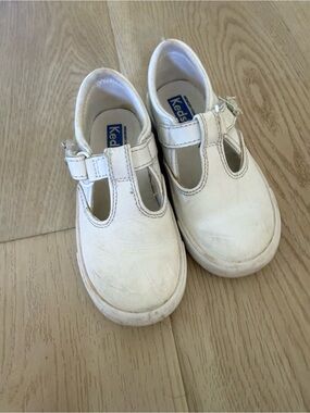 Keds Kids White T-Strap Canvas Sneakers
